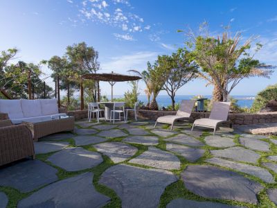 Terrasse mit Meerblick im Öko-Hotel auf Gran Canaria